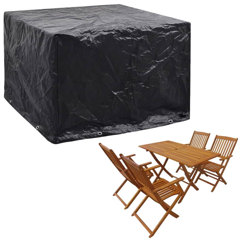 Lot de 2 Bâches de Protection Jardin PE Anti-UV pour Ensemble Repas Extérieur Noir 122x112x98 cm – ComfortXL Outdoor Living - Image 2