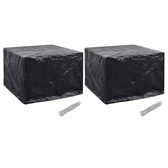 Lot de 2 Bâches de Protection Jardin PE Anti-UV pour Ensemble Repas Extérieur Noir 122x112x98 cm – ComfortXL Outdoor Living - Image 1
