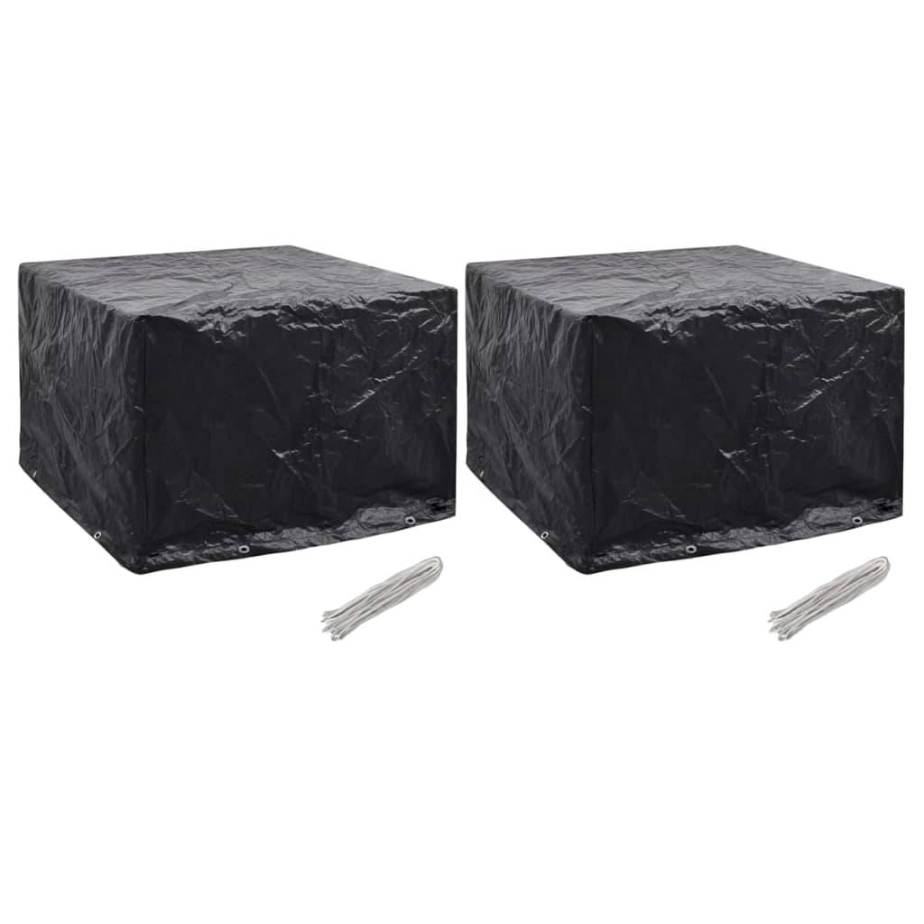 Lot de 2 Bâches de Protection Jardin PE Anti-UV pour Ensemble Repas Extérieur Noir 122x112x98 cm – ComfortXL Outdoor Living - Image 1