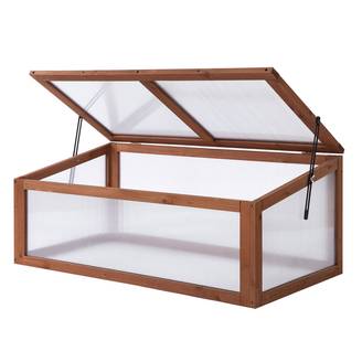 Mini Serre de jardin bois polycarbonate pour semis avec toit ouvrant 100x65x40cm - ComfortXL Outdoor Living
