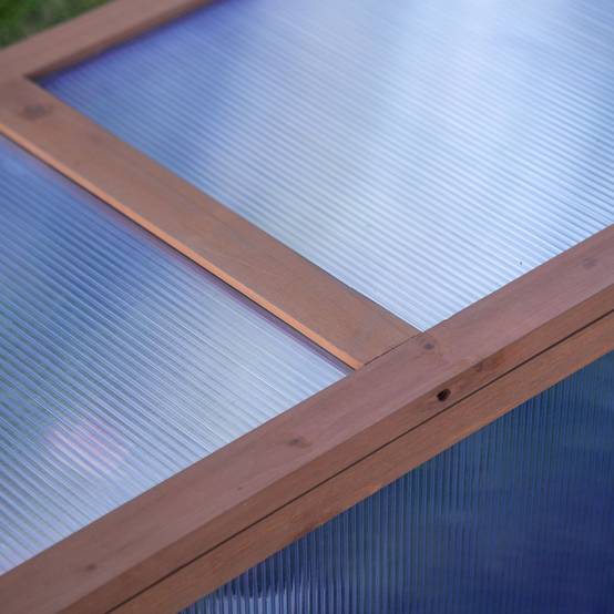 Mini Serre de jardin bois polycarbonate pour semis avec toit ouvrant 100x65x40cm - ComfortXL Outdoor Living - Image 10