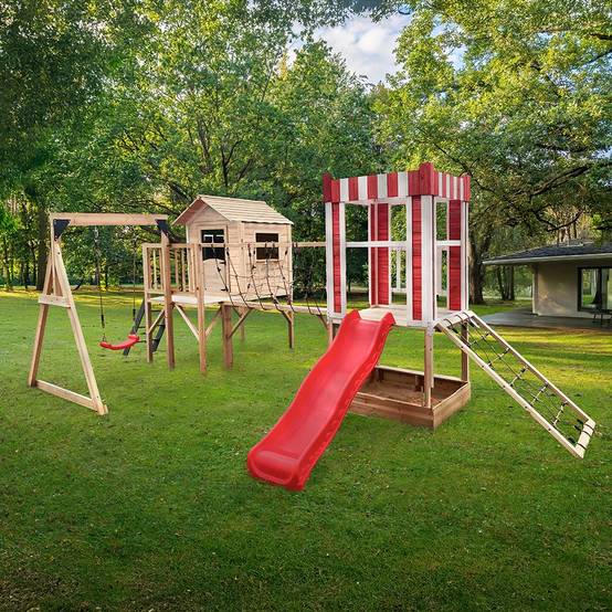 Home Deluxe - HOME DELUXE - Parc de jeux avec balançoire et toboggan WUNDERLAND - 555 x 340 cm | Équipement avec balançoire - Image 1