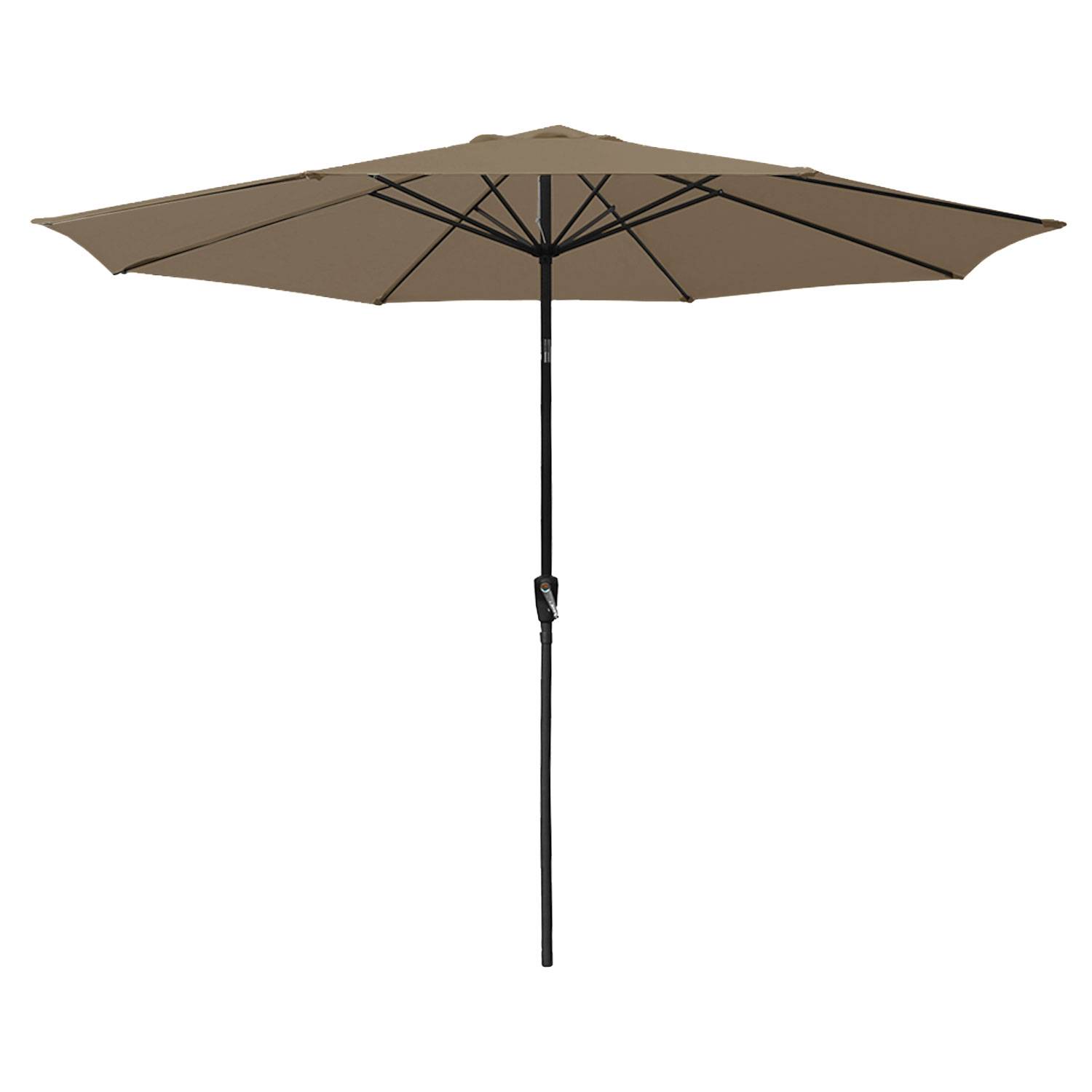 Parasol droit HAPUNA rond 3,30m de diamètre taupe - HAPPY GARDEN - Image 1
