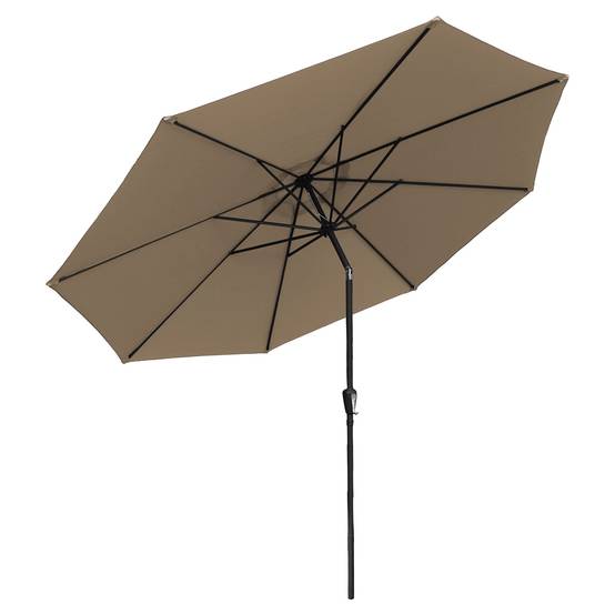 Parasol droit HAPUNA rond 3,30m de diamètre taupe - HAPPY GARDEN - Image 2