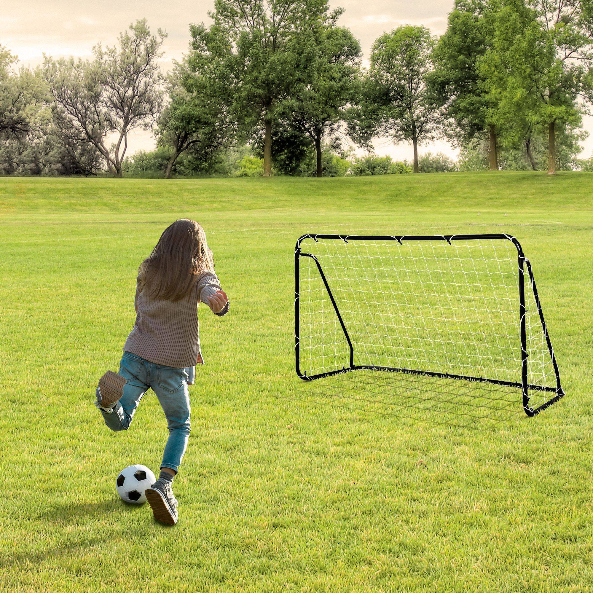 Homcom - But de football - cage de foot - but d'entrainement dim. 203L x 81l x 120H cm - châssis métal époxy filet polyester - piquets inclus - noir - HOMCOM - Image 2