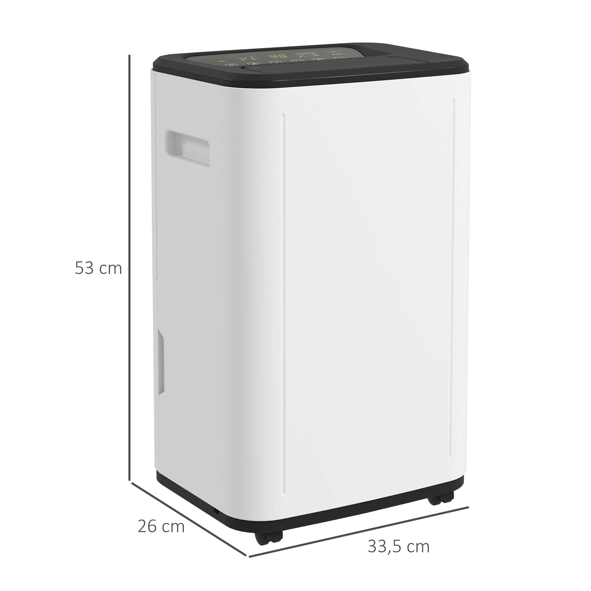Déshumidificateur électrique 20L/jour réservoir 6L, 3 modes 2 vitesses, minuterie, 33,5x26x53cm, blanc - Image 5