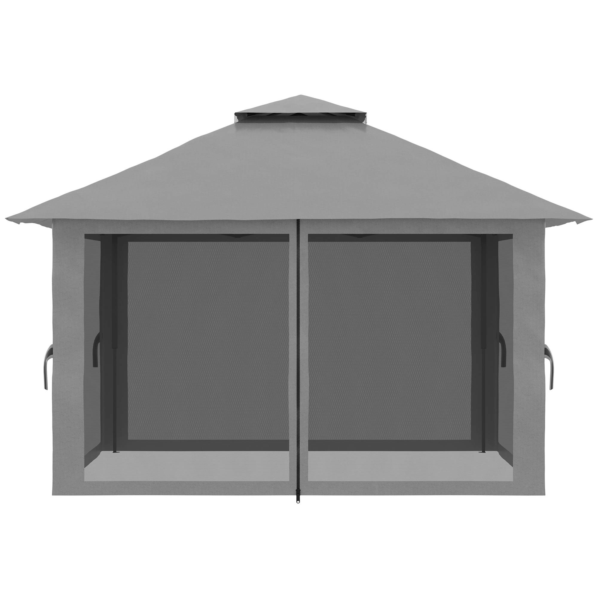 Tonnelle Pliante 4x4m Acier Jardin Pop-Up Moustiquaire UV50+ Gris - ComfortXL Outdoor Living - Image 8