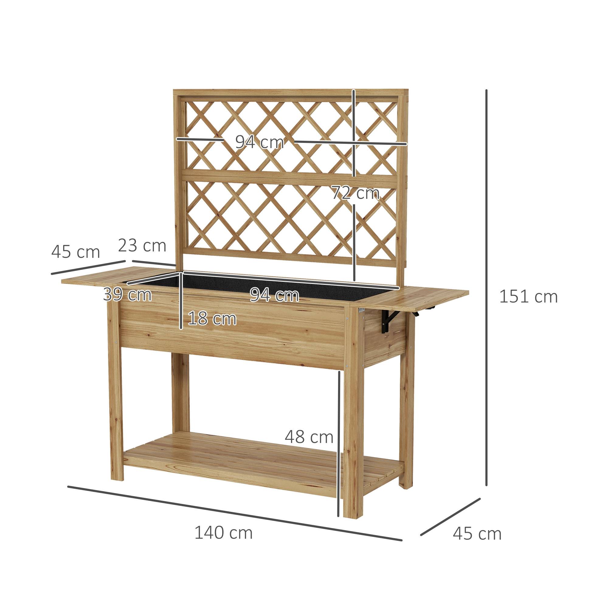 Maison Chic - Jardinière rectangulaire sur pieds avec treillis 2 tablettes latérales rabattables 1 étagère inférieure bois - Image 5