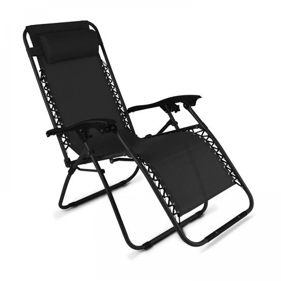 Oviala - Fauteuil relax de jardin en acier et textilène inclinable noir Monaco - Oviala - Image 1