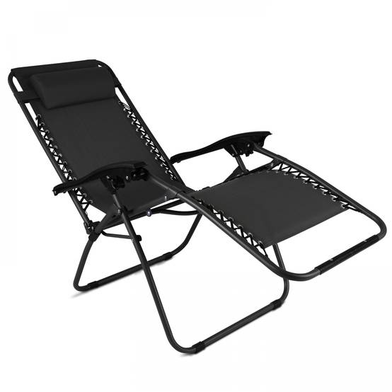 Oviala - Fauteuil relax de jardin en acier et textilène inclinable noir Monaco - Oviala - Image 2