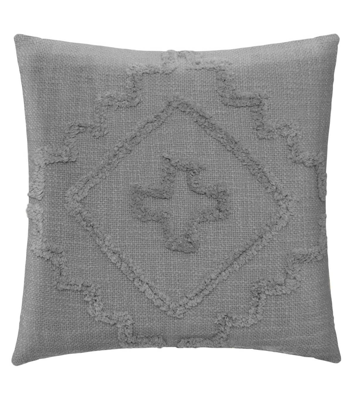 Coussin déhoussable Inca en Coton Tufté Gris 40 x 40 cm - Image 1