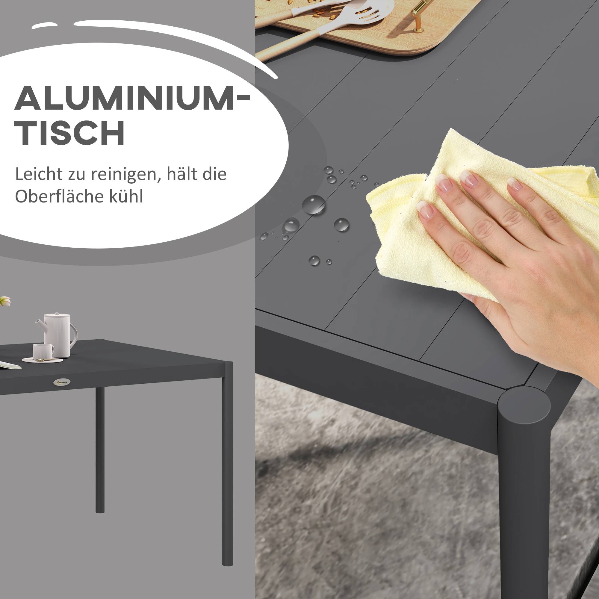 Table de repas extérieure aluminium gris foncé 145 x 90 x 74 cm - PANGIVO - Image 7