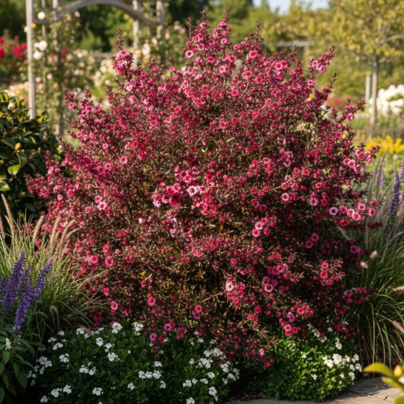 Leptospermum Winter Cheer, Arbre à thé à fleurs Rouge - feuillage Persistant - Pot de 3L - 20/40 cm-  hauteur à maturité De 1,00 m à 1,50 m - Image 4