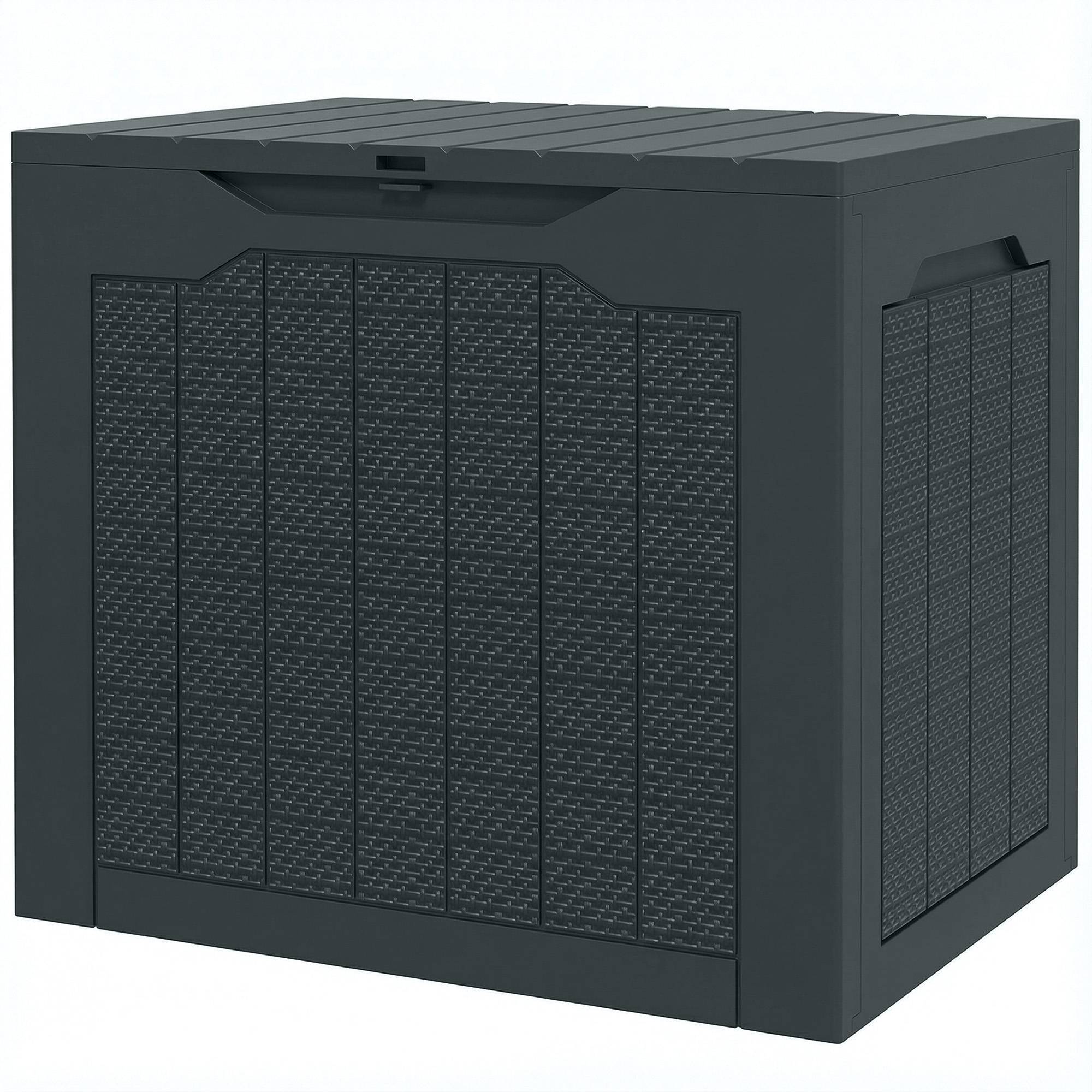 Coffre de rangement extérieur 97L avec poignées encastrées, malle de rangement extérieur étanche 56x41x50cm, gris foncé - Image 2