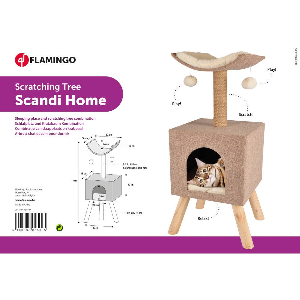 Flamingo - Flamingo - Arbre à chat Scandi Beige & Naturel & Blanc H 82 cm - Image 2