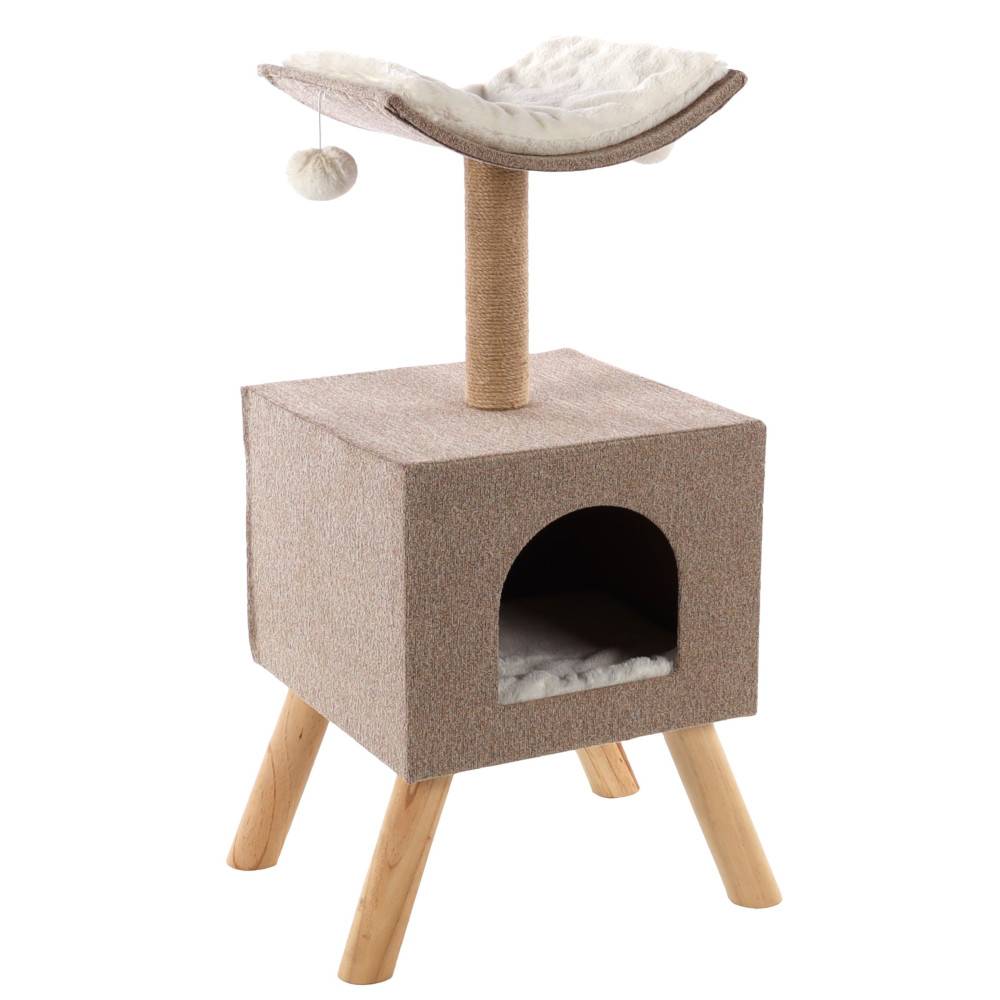 Flamingo - Flamingo - Arbre à chat Scandi Beige & Naturel & Blanc H 82 cm - Image 1