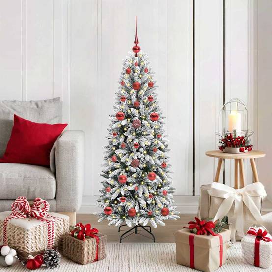 Sapin de Noël | Arbre de Noël artificiel avec 150 LED avec support Blanc 120 cm Maison Chic - Image 2