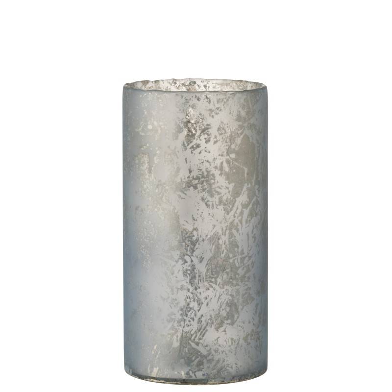 Photophore en verre bleu 17.5x17.5x35 cm - J-Line