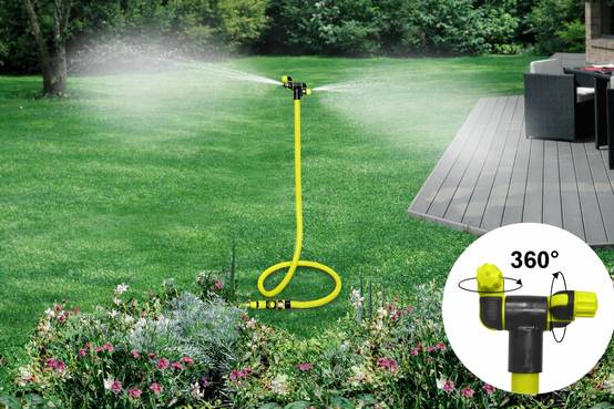 Jardibric - Brumisateur Jardin Extérieur sur Pied Jardibric 2 Têtes Orientables 360 Degrés Buse PVC Interchangeable Pied Stable Rigide Brumisateur Cobra - Image 7