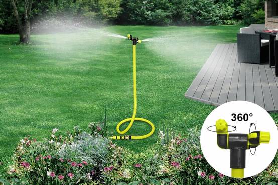 Jardibric - Brumisateur Jardin Extérieur sur Pied Jardibric 2 Têtes Orientables 360 Degrés Buse PVC Interchangeable Pied Stable Rigide Brumisateur Cobra - Image 4