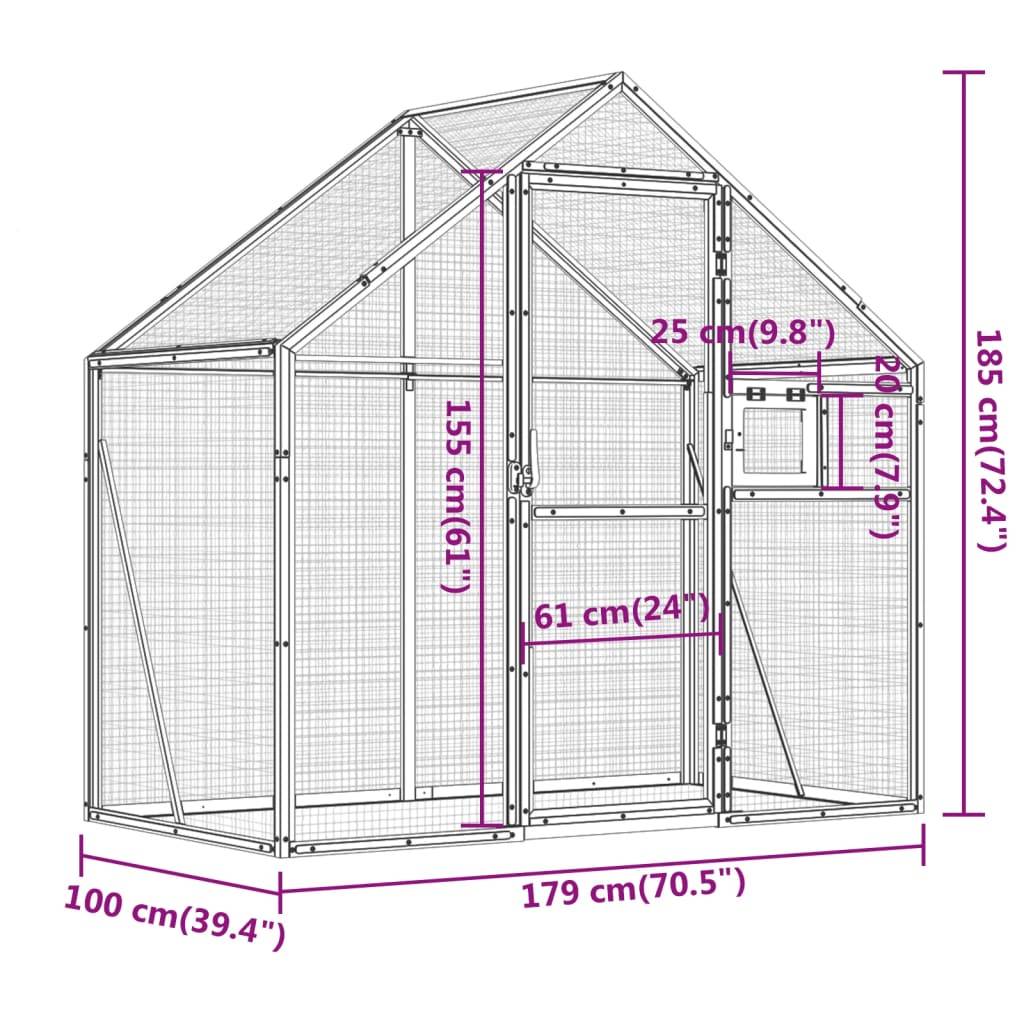 Grande Volière Aluminium Résistante Habitat Jardin Anthracite 179x100cm - ComfortXL Outdoor Living - Image 7