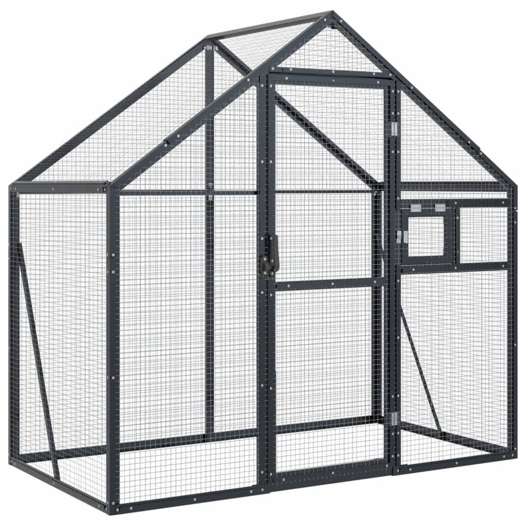 Grande Volière Aluminium Résistante Habitat Jardin Anthracite 179x100cm - ComfortXL Outdoor Living - Image 2