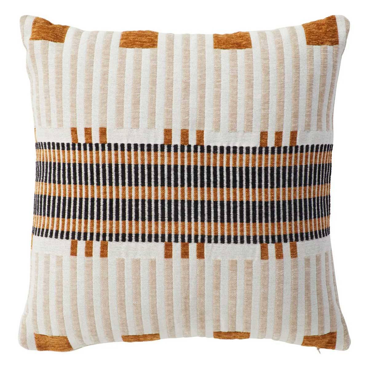 Coussin Déco Jacquard "Disso" 40x40cm Beige Lin - Image 1