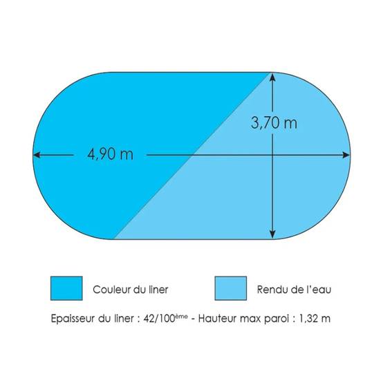 Liner bleu pour piscine métal intérieur 4,90 x 3,70 x 1,32 m - Image 4