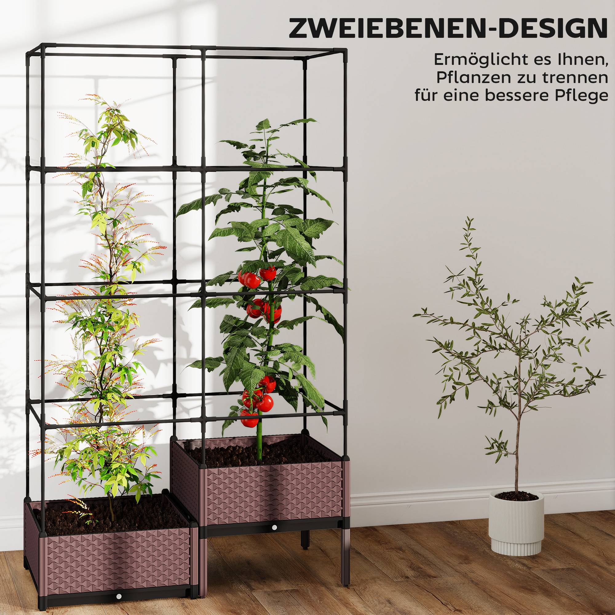 Potager surélevé avec treillis, drainage, plastique, 100x50x174 cm - Image 6