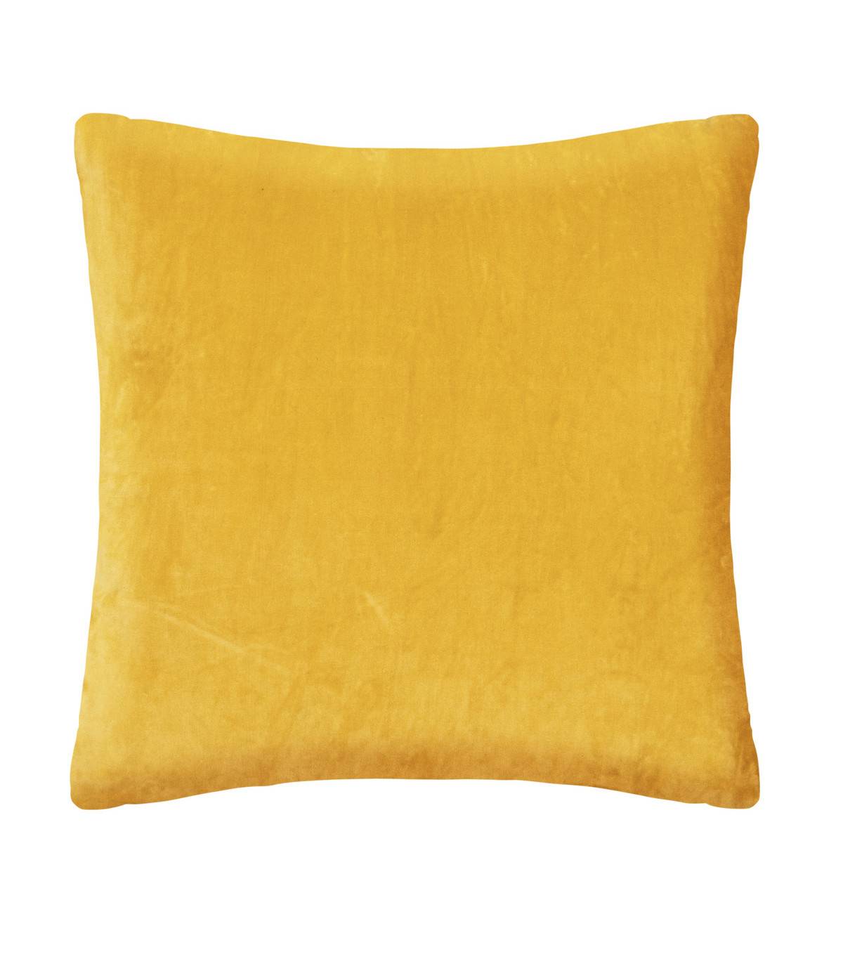 Coussin décoratif en velours Jaune Ocre et motif Otto 55 x 55 cm - Image 1