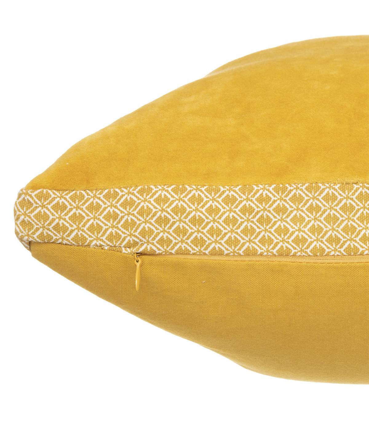 Coussin décoratif en velours Jaune Ocre et motif Otto 55 x 55 cm - Image 2