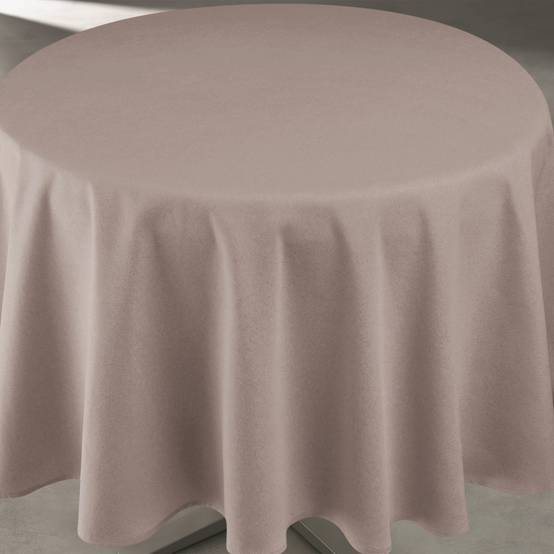 Home Maison - Nappe déperlante anti-taches - Effet lin pour table ronde - HOME MAISON - Polyester - Taupe - Image 1