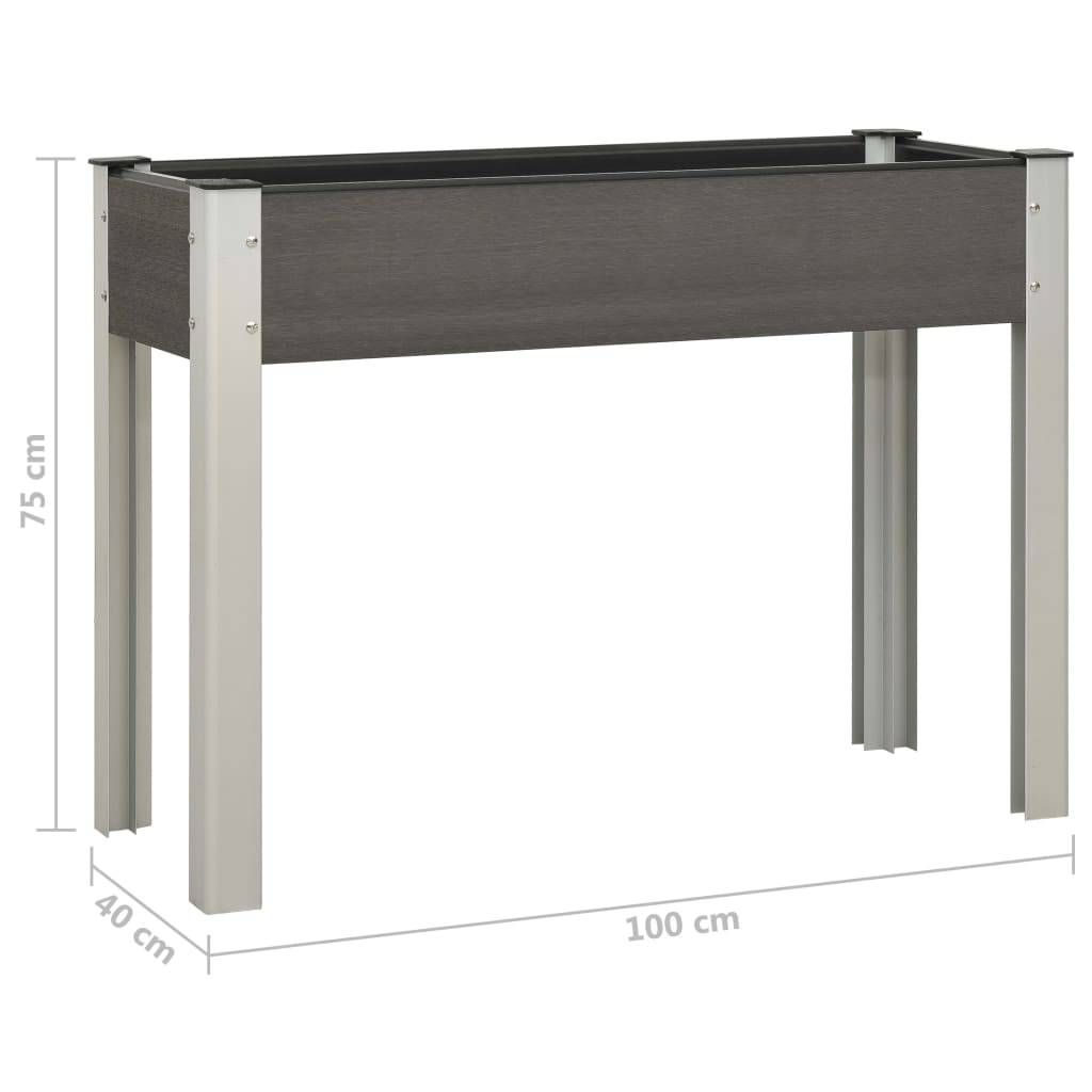 Jardinière lit surélevé plantes fleurs jardin100 x 40 x 75 cm WPC gris - Image 6