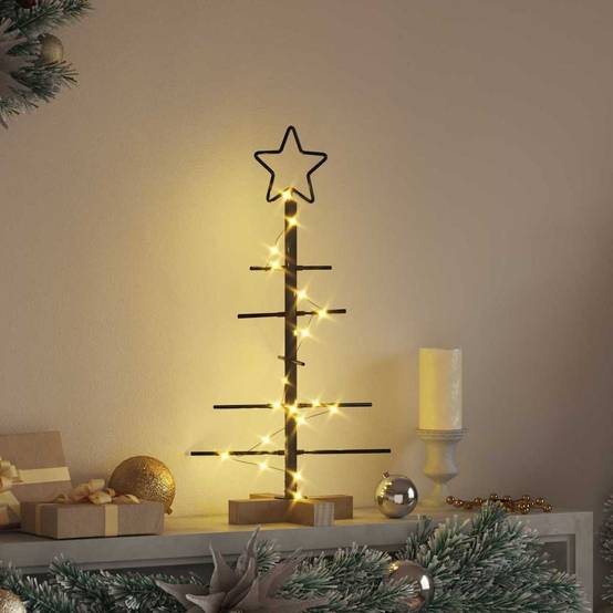 Sapin de Noël métal et bois de pin déco moderne et rustique Noir 60 cm – ComfortXL Outdoor Living - Image 4