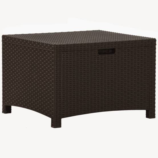 Coffre boîte meuble de jardin rangement 60 x 54 x 41 cm rotin pp marron - Image 1