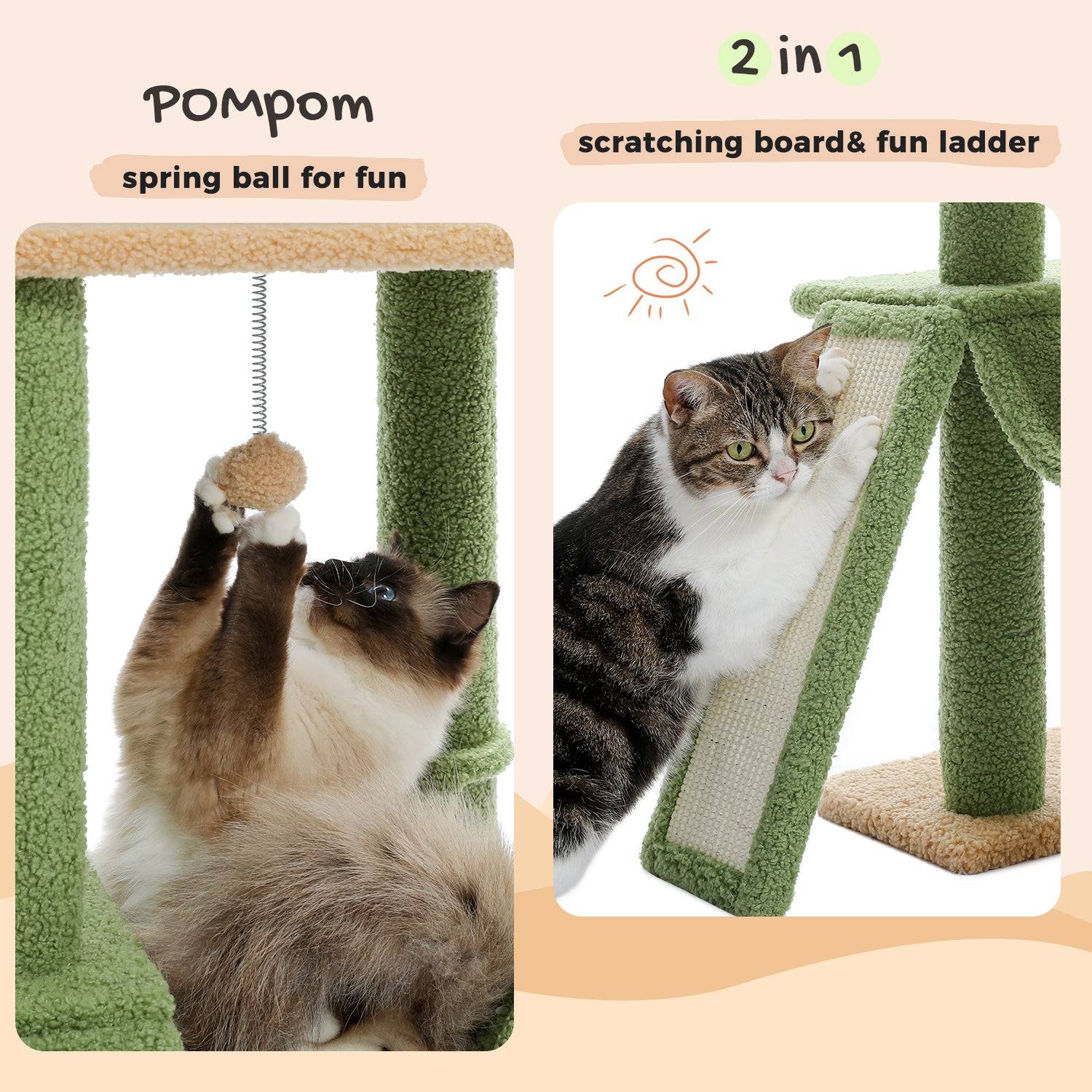 Arbre à Chat du Sol au Plafond avec 2 Poteaux Fleur Rose PAWZ Road - Image 6