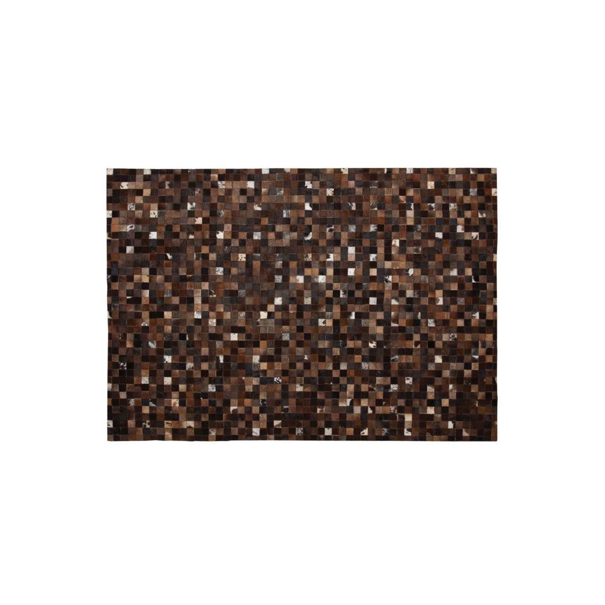 Aubry Gaspard - Tapis en peau de vache véritable Mosaïque Marron - Image 1