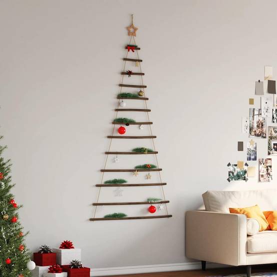 Grand Sapin de Noël Mural Suspendu en Bois Naturel Décoration Rustique 180 cm – ComfortXL Outdoor Living - Image 3
