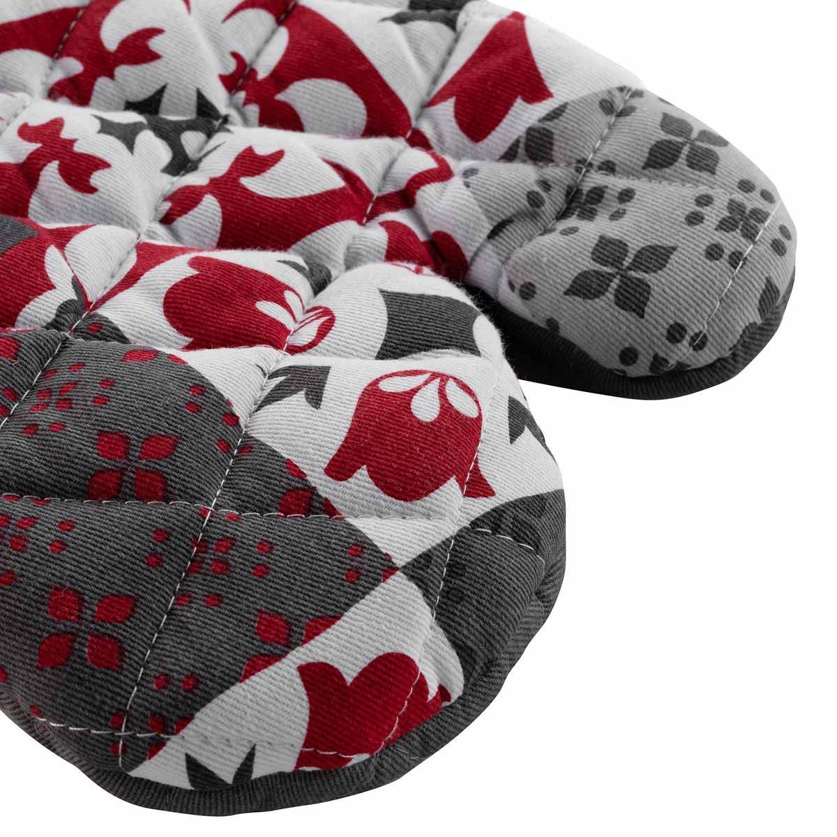 Gant de Cuisine "Credence" 30cm Gris & Rouge - Image 3