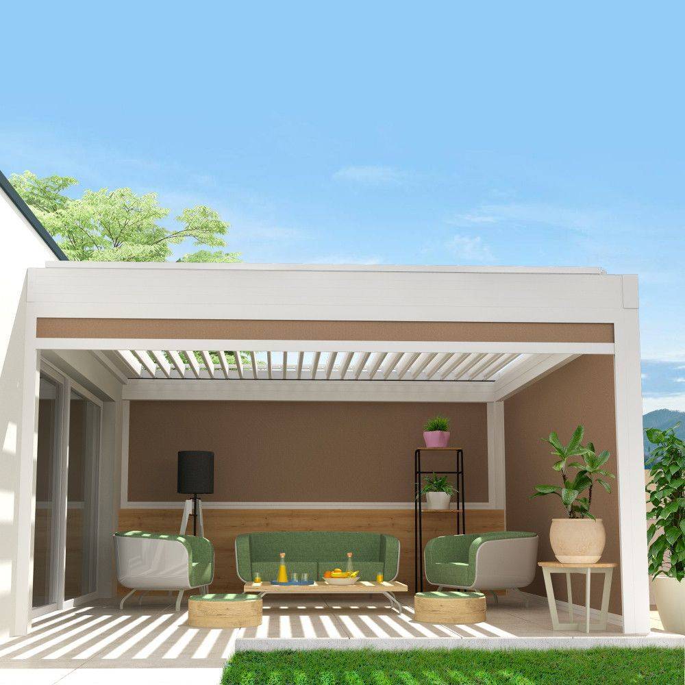 Intersun - Coffre à coulisses pour pergola SPINELLE 5,00x2,50 M (Motorisé à Télécommande - Blanc - Taupe) - INTERSUN - Image 1
