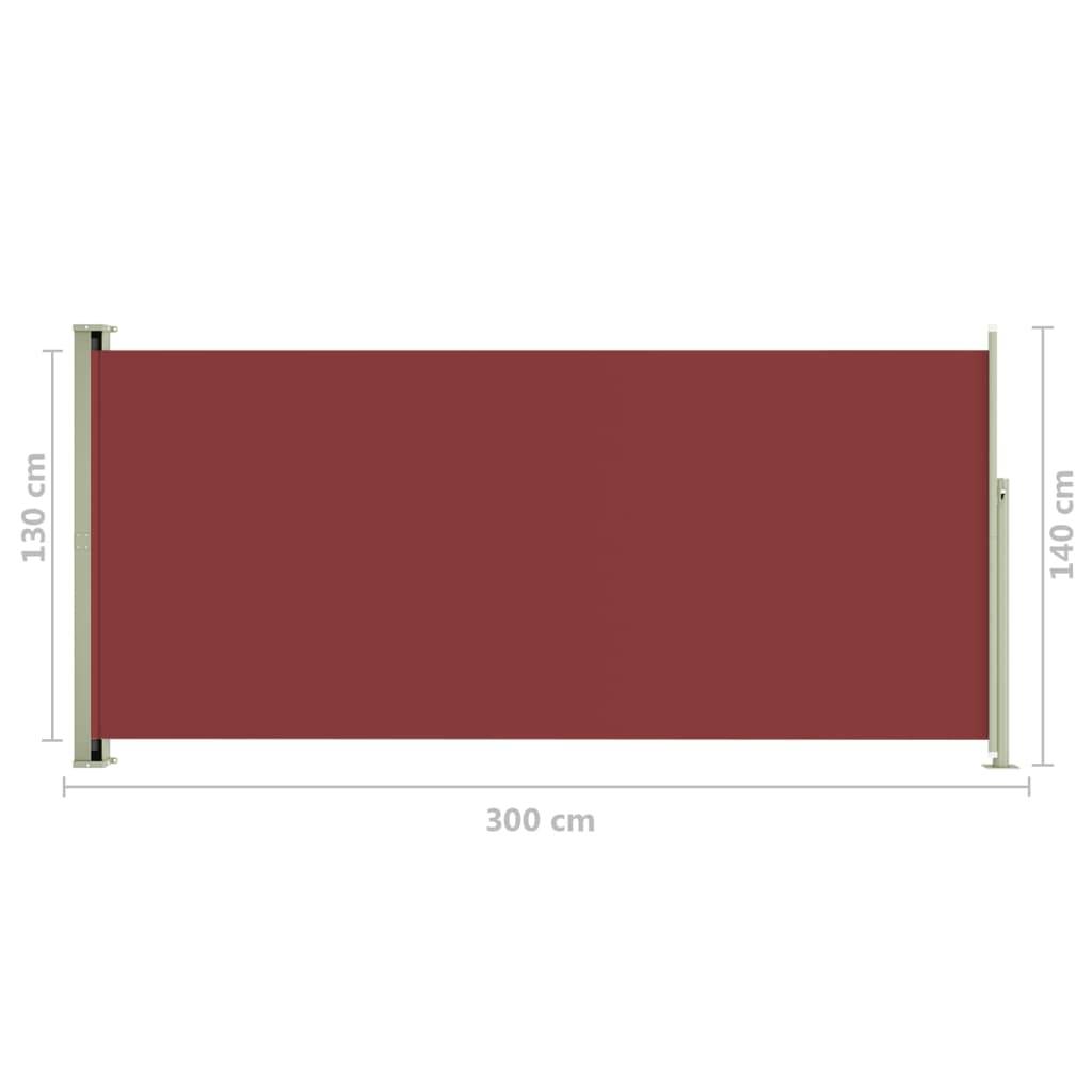 Helloshop26 - Auvent paravent store brise-vue latéral rétractable de patio jardin terrasse balcon protection visuelle écran 140 x 300 cm rouge - Image 3