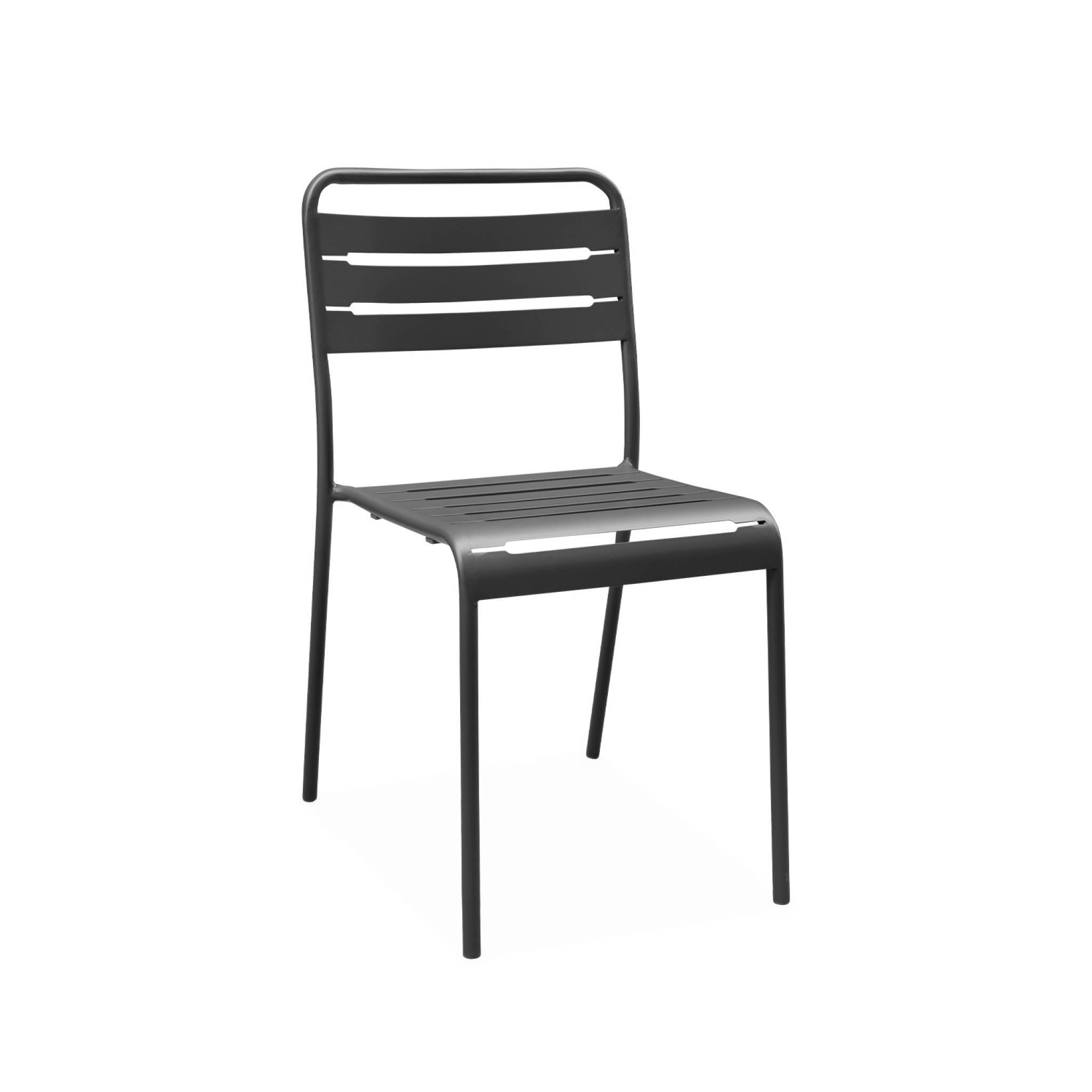 sweeek - Table de jardin métal + 6 assises anthracite. acier traitement anti rouille | sweeek - Image 6