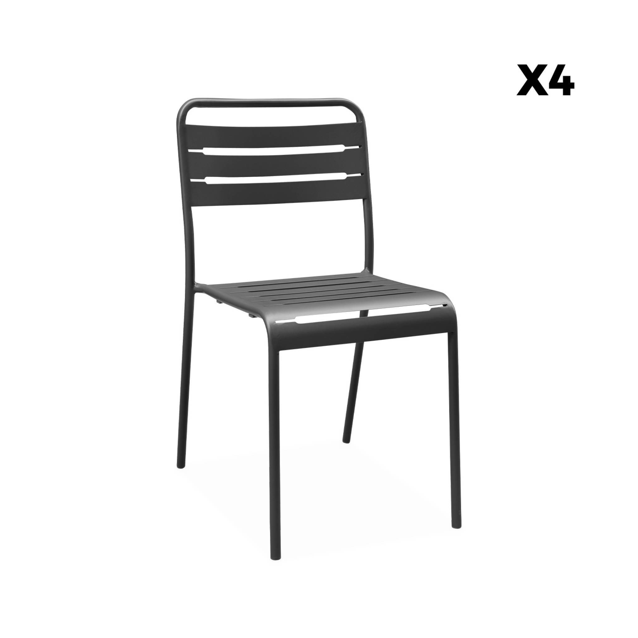 sweeek - Table de jardin métal + 6 assises anthracite. acier traitement anti rouille | sweeek - Image 7