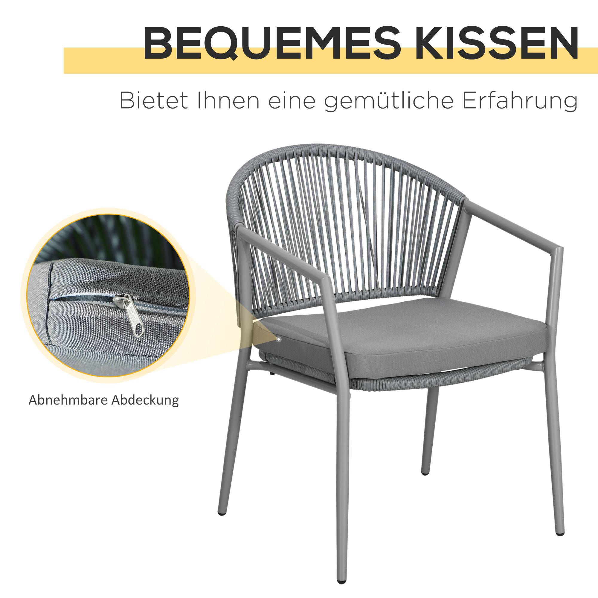 Salon Jardin Résine Tressée Balcon Set Bistro 2 Places Table Gris - ComfortXL Outdoor Living - Image 5