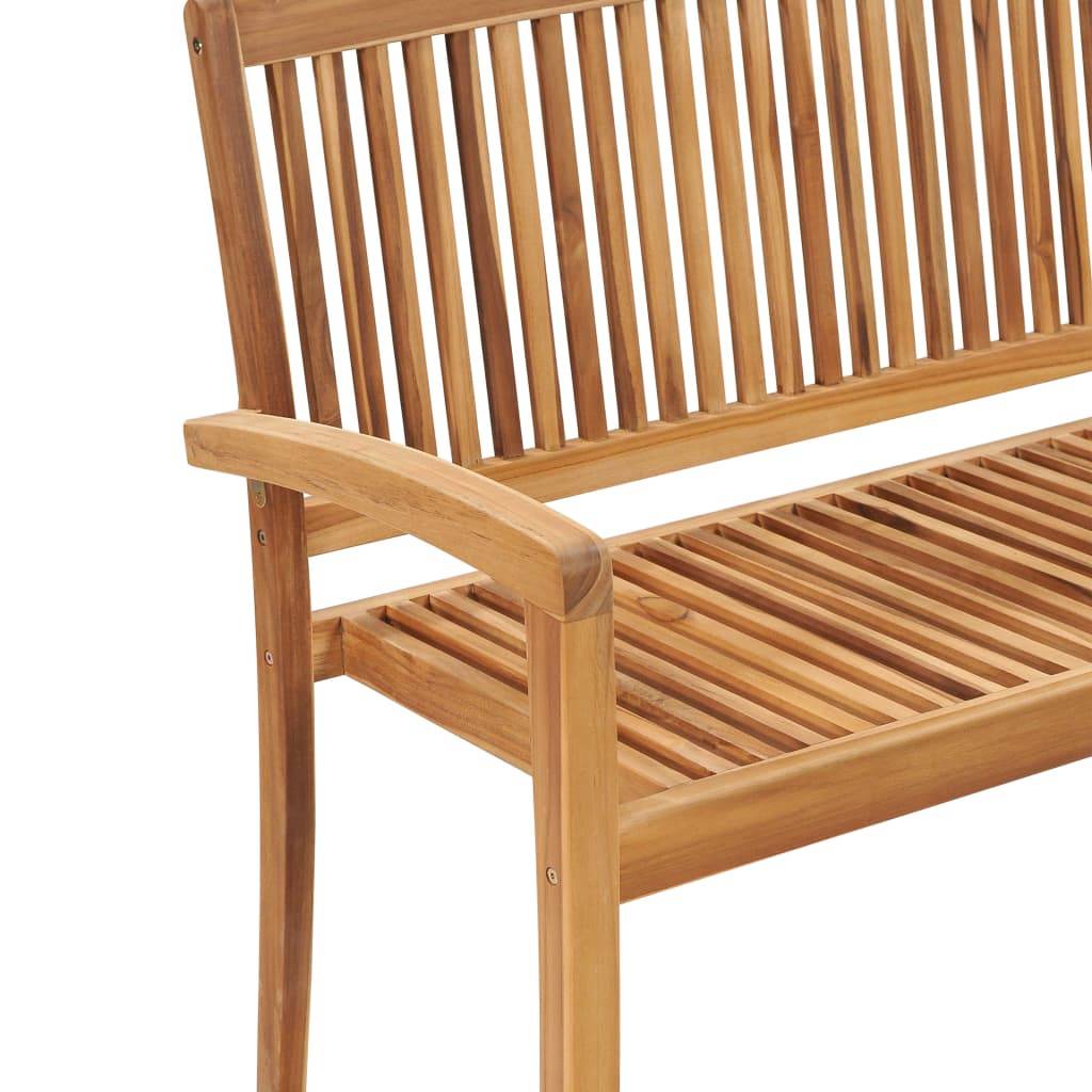 Helloshop26 - Banc de jardin meuble de patio d'extérieur terrasse empilable et coussin 128,5 x 57,5 x 90 cm bois de teck massif - Image 4