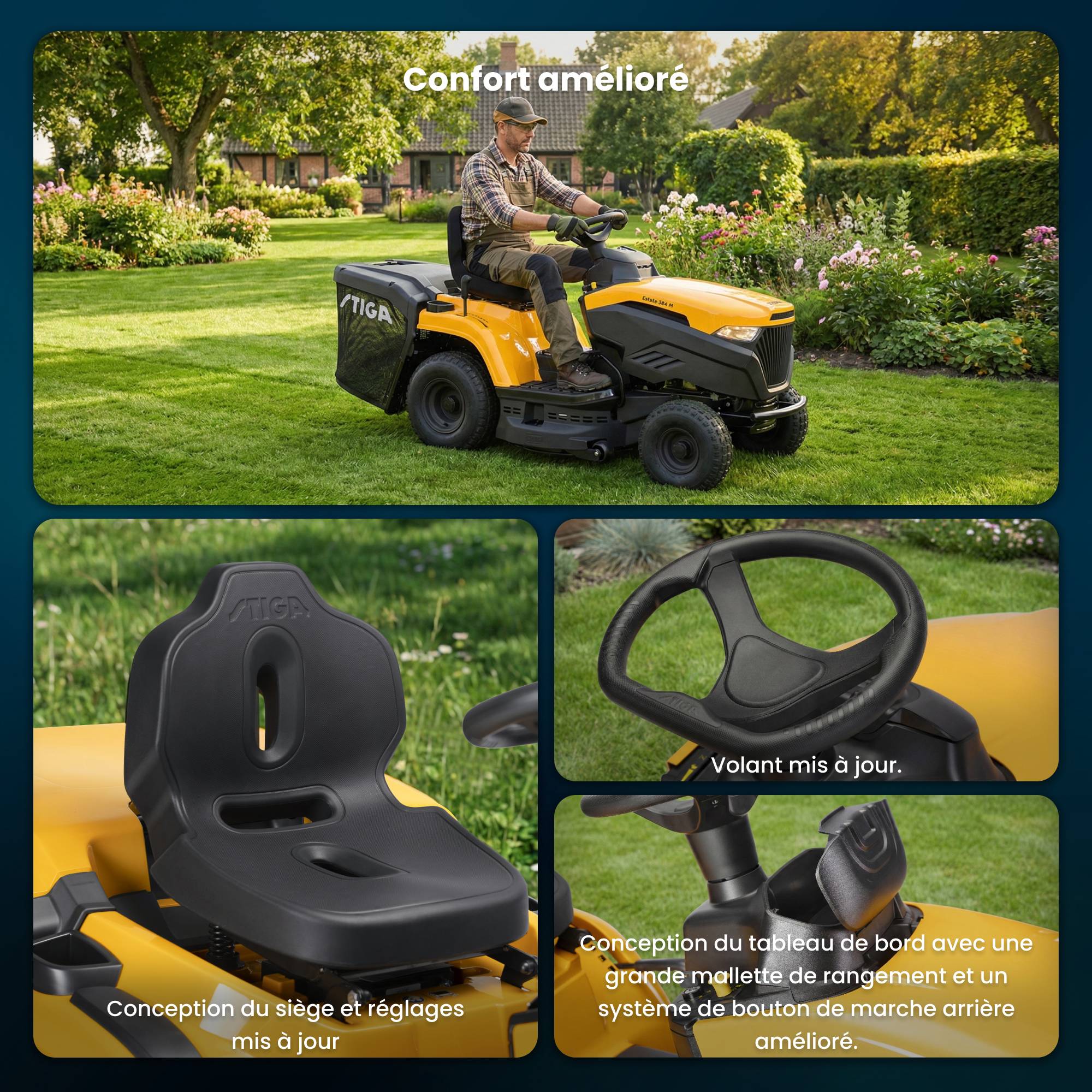 Stiga - Estate 384 M a: Tracteur Tondeuse Thermique, 84 cm, 200 L – Pour Pelouses Jusqu'à 3500 m² -STIGA - Image 6