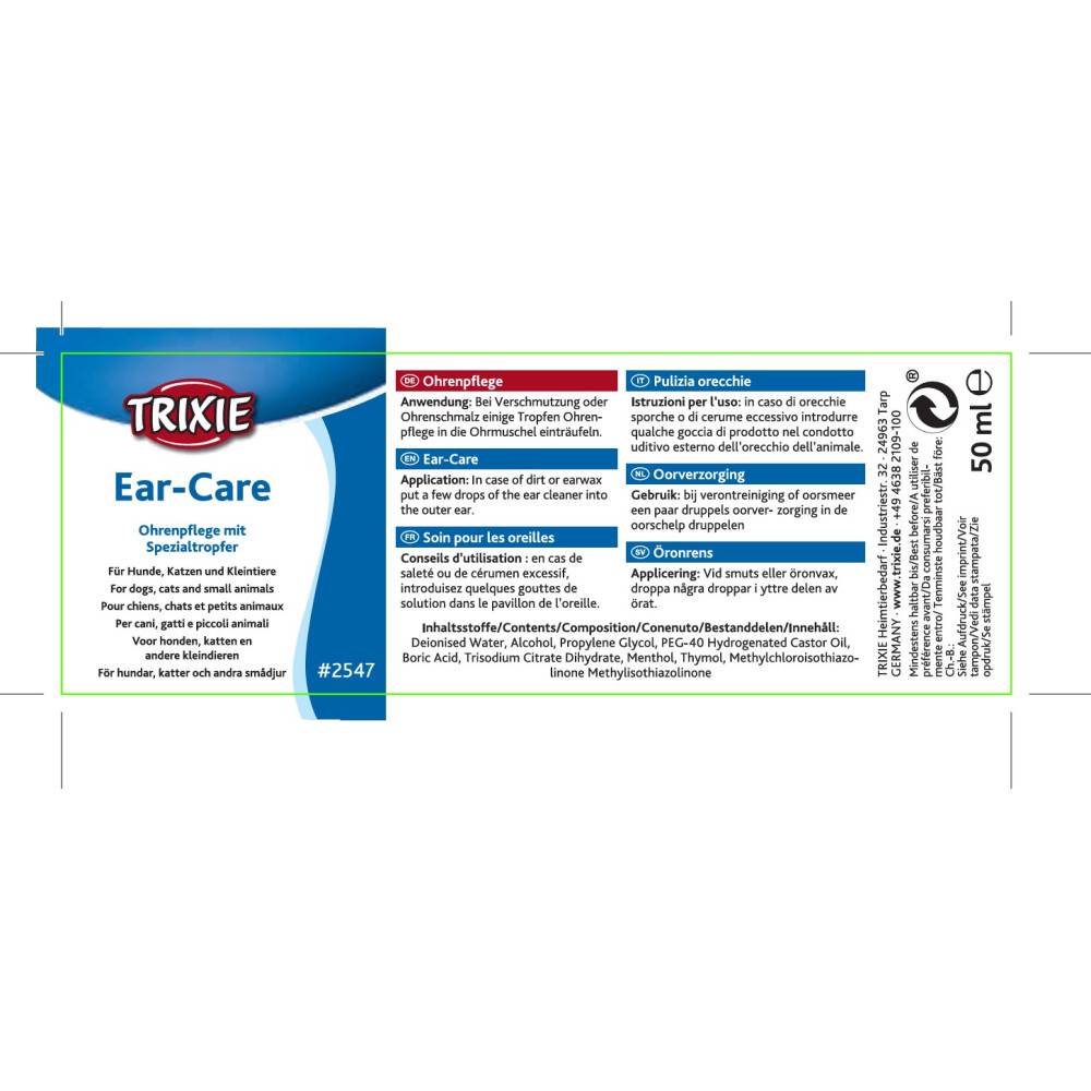Trixie - Soin pour les oreilles 50 ml chien ou chat - Image 3