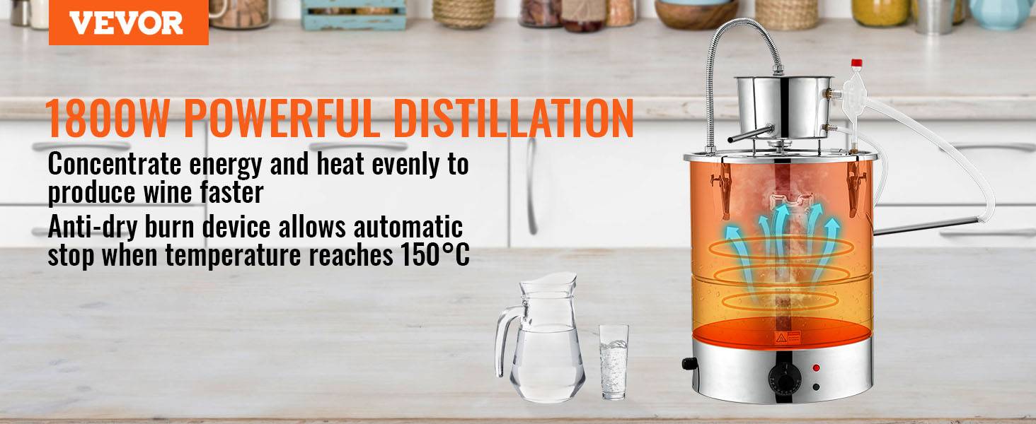 VEVOR Distillateur alambic intégré 30L inox, avec pompe, pour alcool, eau, whisky, huiles essentielles. - Image 9