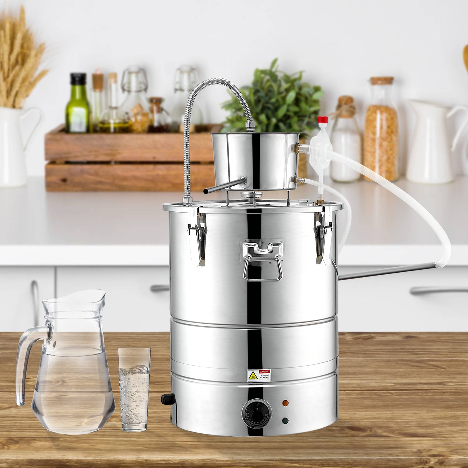VEVOR Distillateur alambic intégré 30L inox, avec pompe, pour alcool, eau, whisky, huiles essentielles. - Image 8