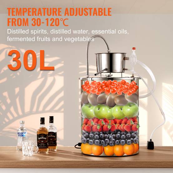 VEVOR Distillateur alambic intégré 30L inox, avec pompe, pour alcool, eau, whisky, huiles essentielles. - Image 6